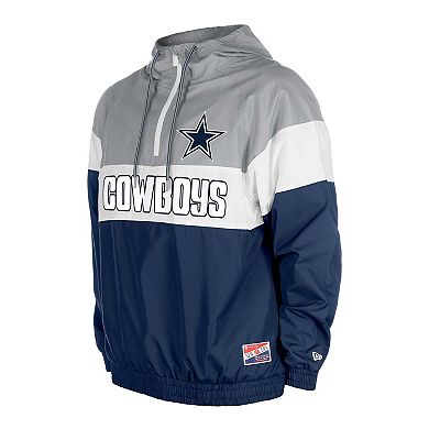 Men's New Era Navy Dallas Cowboys Pullover Quarter-Zip Hoodie Jacket