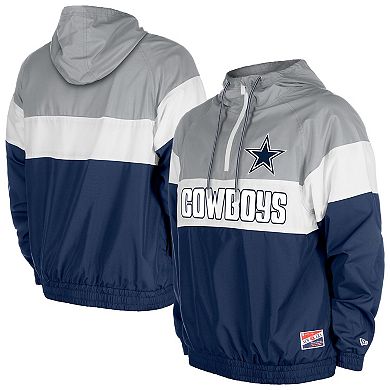 Men's New Era Navy Dallas Cowboys Pullover Quarter-Zip Hoodie Jacket