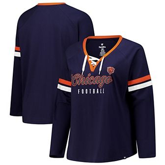 Women's Fanatics Navy Chicago Bears Long Sleeve Lace-Up V-Neck T-Shirt