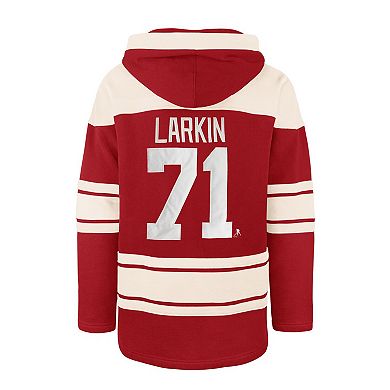 Men's '47 Dylan Larkin Red Detroit Red Wings Captain Patch Player Name & Number Lacer Pullover Hoodie