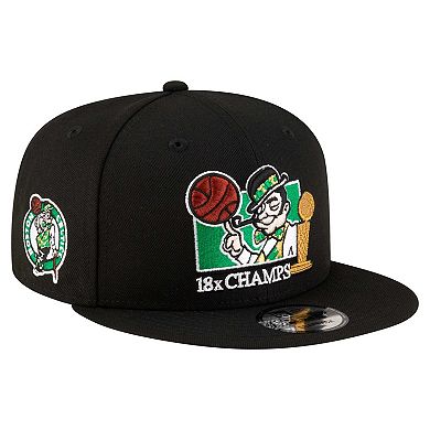 Men's New Era Black Boston Celtics Lucky 18x Champs 9FIFTY Snapback Hat