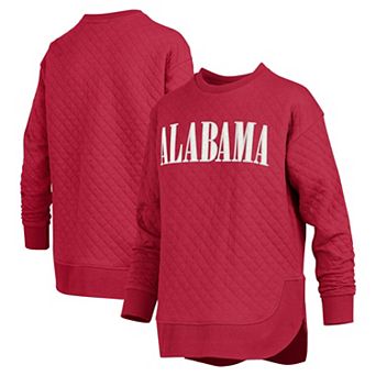 Women's Pressbox Crimson Alabama Crimson Tide Quilted Long Sleeve Pullover Sweatshirt