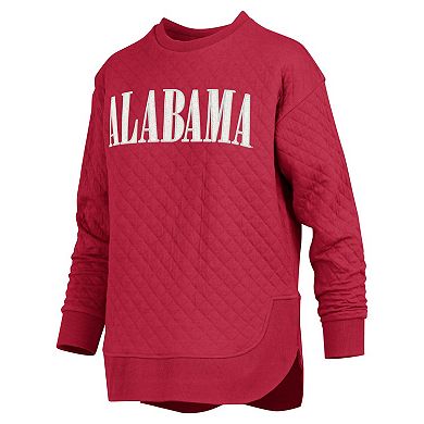 Women's Pressbox Crimson Alabama Crimson Tide Quilted Long Sleeve Pullover Sweatshirt