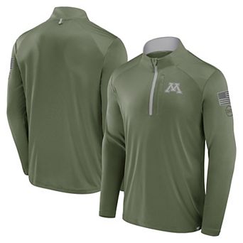 Men's Fanatics Olive Minnesota Golden Gophers OHT Military Appreciation Defender Quarter-Zip Jacket
