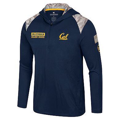 Men's Colosseum Navy Cal Bears OHT Military Appreciation Quarter-Zip Hoodie Jacket
