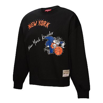 Women's Mitchell & Ness Black New York Knicks Hardwood Classics Home Team Pullover Sweatshirt