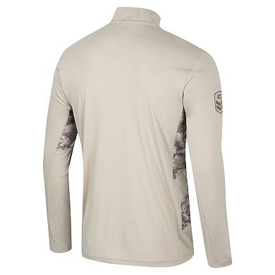 Men's Colosseum Natural Oklahoma State Cowboys OHT Military Appreciation Quarter-Zip Jacket