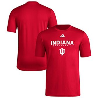 Men's adidas Crimson Indiana Hoosiers Locker On-Court In The Fade Pregame AEROREADY T-Shirt