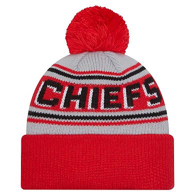 Youth New Era Red Kansas City Chiefs Main Cuffed Knit Hat with Pom