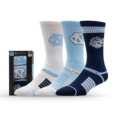 Unisex Strideline North Carolina Tar Heels Premium Knit Crew Socks Three-Pack