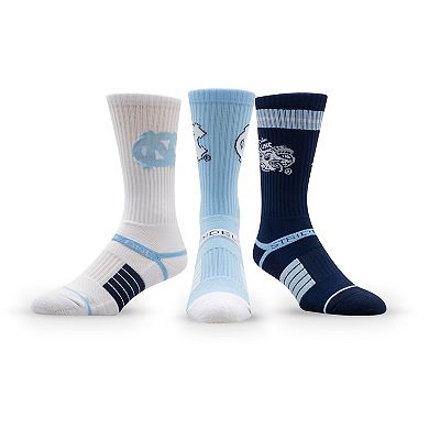 Unisex Strideline North Carolina Tar Heels Premium Knit Crew Socks Three-Pack