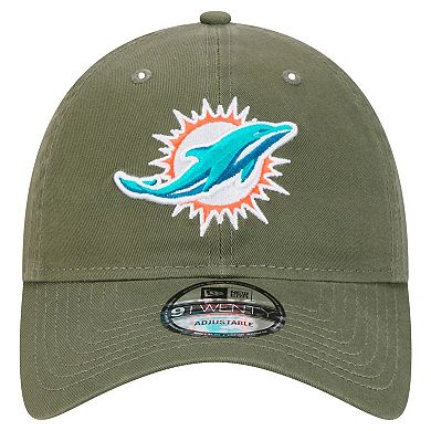 Men's New Era Olive Miami Dolphins Main 9TWENTY Adjustable Hat