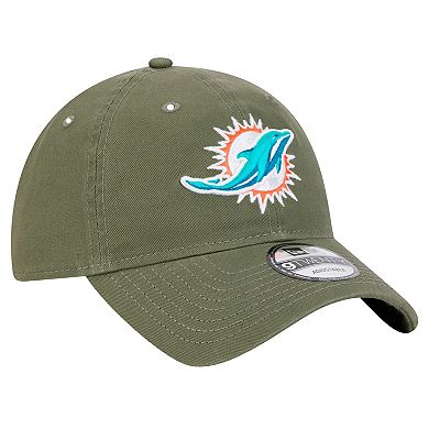 Men's New Era Olive Miami Dolphins Main 9TWENTY Adjustable Hat