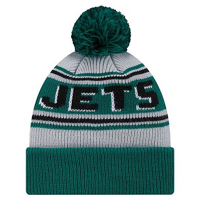 Youth New Era Green New York Jets Main Cuffed Knit Hat with Pom