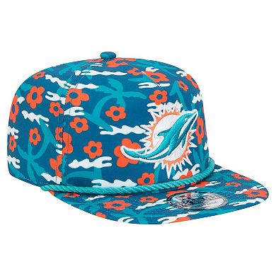 Men's New Era Aqua Miami Dolphins Wakey Wakey Golfer Snapback Hat
