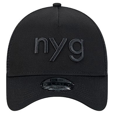 Men's New Era Black New York Giants Domain 9FORTY A-Frame Trucker Adjustable Hat