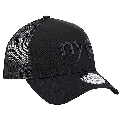 Men's New Era Black New York Giants Domain 9FORTY A-Frame Trucker Adjustable Hat