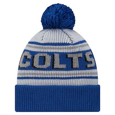 Youth New Era Royal Indianapolis Colts Main Cuffed Knit Hat with Pom