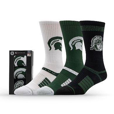 Unisex Strideline Michigan State Spartans Premium Knit Crew Socks Three-Pack