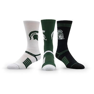 Unisex Strideline Michigan State Spartans Premium Knit Crew Socks Three-Pack