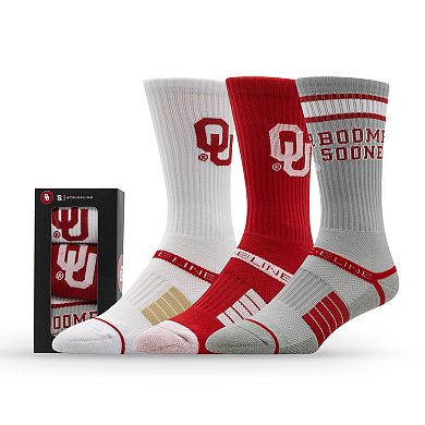 Unisex Strideline Oklahoma Sooners Premium Knit Crew Socks Three-Pack