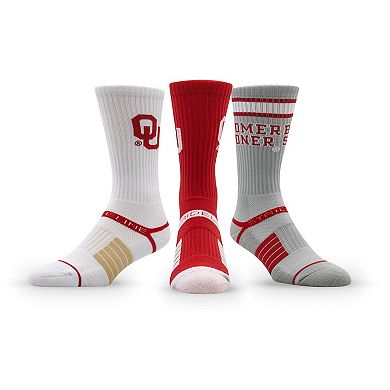 Unisex Strideline Oklahoma Sooners Premium Knit Crew Socks Three-Pack