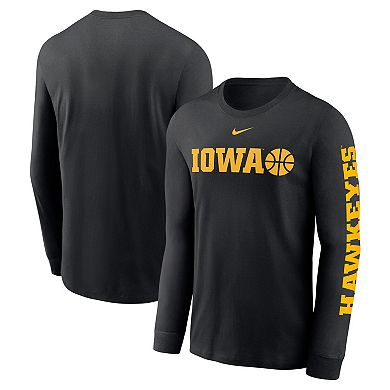 Men's Nike Black Iowa Hawkeyes Basketball Icon Two-Hit Long Sleeve T-Shirt