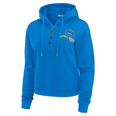 Women's WEAR by Erin Andrews Blue Los Angeles Chargers Plus Size Waffle Hoodie Pullover Top