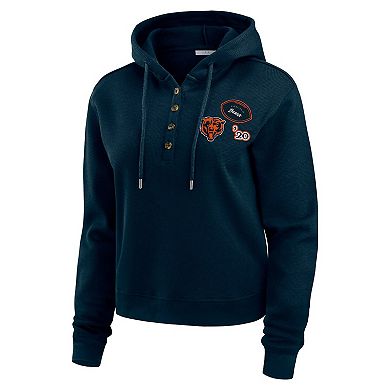 Women's WEAR by Erin Andrews Navy Chicago Bears Waffle Hoodie Pullover Top