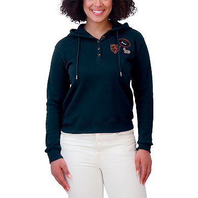 Women's WEAR by Erin Andrews Navy Chicago Bears Waffle Hoodie Pullover Top