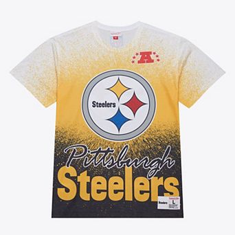 Men's Mitchell & Ness White Pittsburgh Steelers Team Burst Vintage Logo T-Shirt