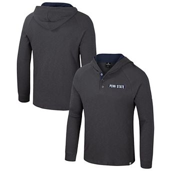Men's Colosseum Gray Penn State Nittany Lions Dujour Ralgan Long Sleeve Henley Pullover Hoodie