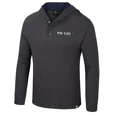 Men's Colosseum Gray Penn State Nittany Lions Dujour Ralgan Long Sleeve Henley Pullover Hoodie