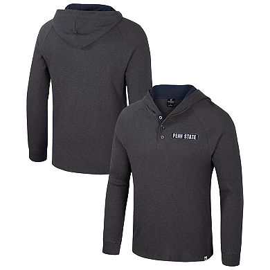 Men's Colosseum Gray Penn State Nittany Lions Dujour Ralgan Long Sleeve Henley Pullover Hoodie