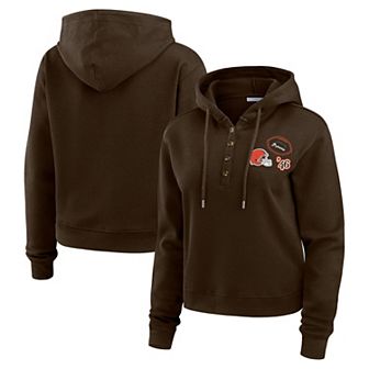 Women's WEAR by Erin Andrews Brown Cleveland Browns Waffle Hoodie Pullover Top