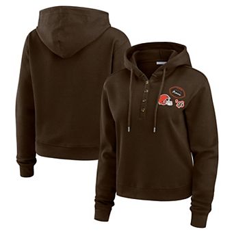 Women's WEAR by Erin Andrews Brown Cleveland Browns Waffle Hoodie Pullover Top