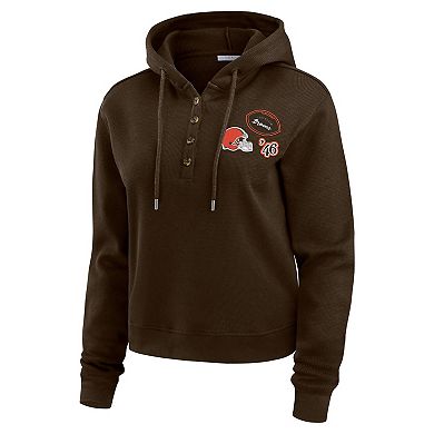 Women's WEAR by Erin Andrews Brown Cleveland Browns Waffle Hoodie Pullover Top