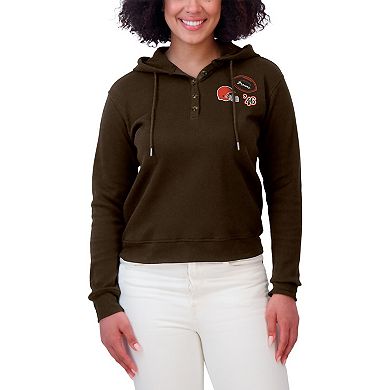 Women's WEAR by Erin Andrews Brown Cleveland Browns Waffle Hoodie Pullover Top