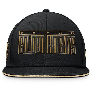Men's Fanatics Black Vegas Golden Knights Fundamental Gino Stack Text Snapback Hat