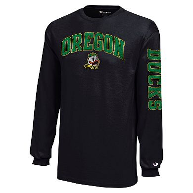 Youth Champion Black Oregon Ducks Distressed Arch Over Logo Long Sleeve T-Shirt
