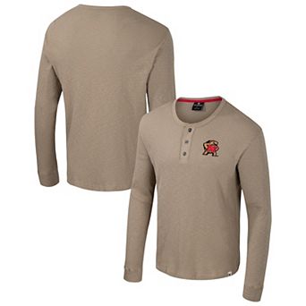 Men's Colosseum Tan Maryland Terrapins Great Outdoors Henley Long Sleeve Shirt