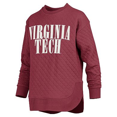 Women's Pressbox Maroon Virginia Tech Hokies Quilted Long Sleeve Pullover Sweatshirt