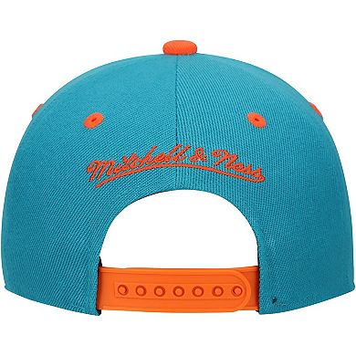 Youth Mitchell & Ness Aqua Miami Dolphins All In 2.0 Adjustable Hat