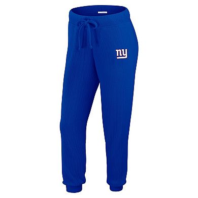 Women's WEAR by Erin Andrews Cream New York Giants Knitted Tri-Blend Long Sleeve T-Shirt & Pants Lounge Set