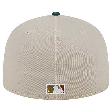 Men's New Era Natural/Hunter Green Oakland Athletics Lifestyle Tree Bark Fill 59FIFTY Fitted Hat