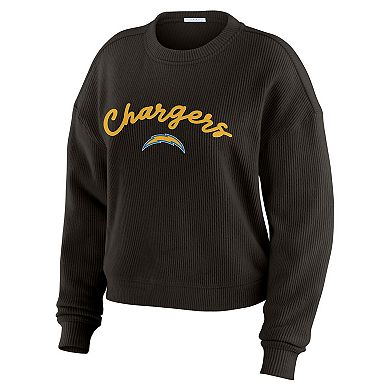 Women's WEAR by Erin Andrews Cream Los Angeles Chargers Knitted Tri-Blend Long Sleeve T-Shirt & Pants Lounge Set