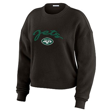 Women's WEAR by Erin Andrews Cream New York Jets Knitted Tri-Blend Long Sleeve T-Shirt & Pants Lounge Set