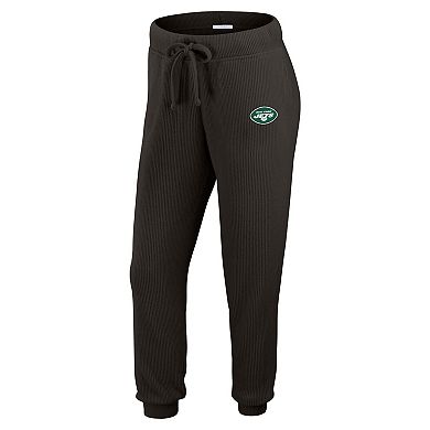 Women's WEAR by Erin Andrews Cream New York Jets Knitted Tri-Blend Long Sleeve T-Shirt & Pants Lounge Set