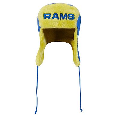 Men's New Era Royal Los Angeles Rams Helmet Head Trapper Knit Hat