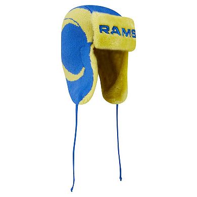 Men's New Era Royal Los Angeles Rams Helmet Head Trapper Knit Hat